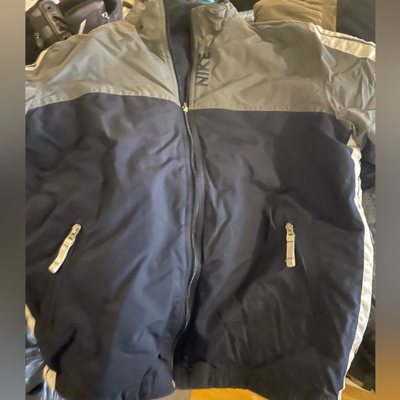 Nike parka. Reversible! Navy & gray with white stripe. Like new! L-XL - Picture 1 of 4